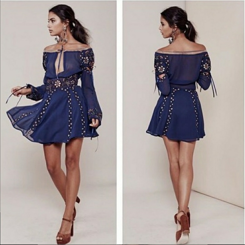For Love & Lemons 🍋 Camille Navy Dress S